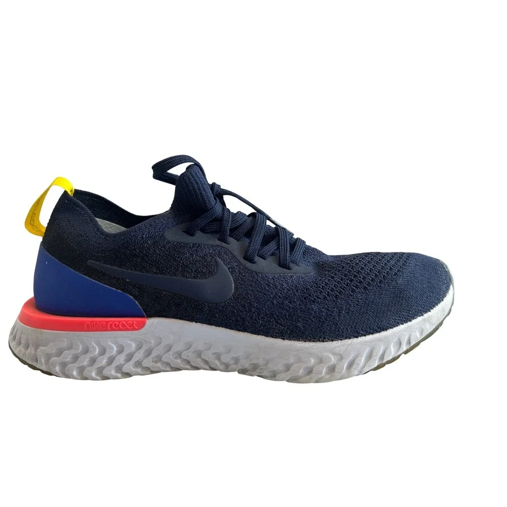 Nike Epic React Flyknit Women's 8.5 M 7 College Navy Blue Pink Yellow AQ0070-400